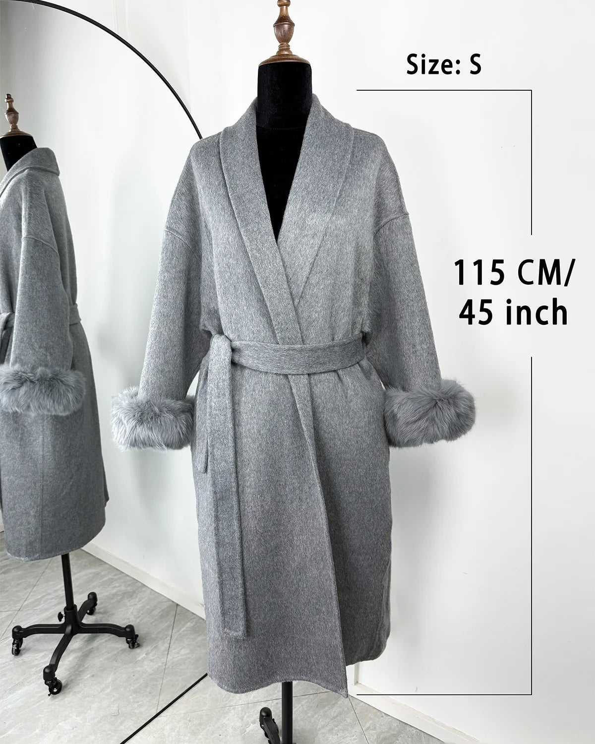 TARUXY Women's Double-Sided Wool Coat with Removable Sashes