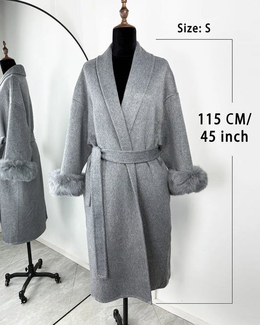 TARUXY Fox Fur Woolen Coats Women's Short Coat Office Lady Removable Elegant Double-sided Wool Overcoat 2025 New Cardigan Jacket