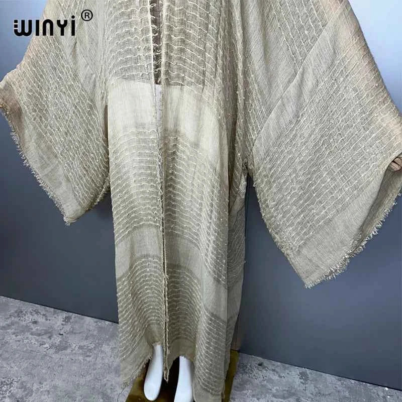WINYI  high quality comfortable Women Soft Cardigan Loose Dress Party Boho Maxi beach Holiday Swimming Cover ups Africa Kimono