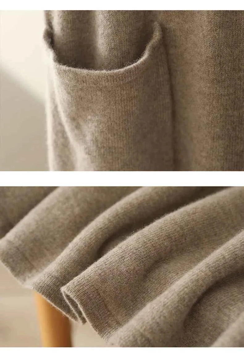 Autumn And Winter100% Pure Wool Skirt Women's Long Pocket Small A Skirt High Waist Slim Cashmere Knit A-Line Skirt