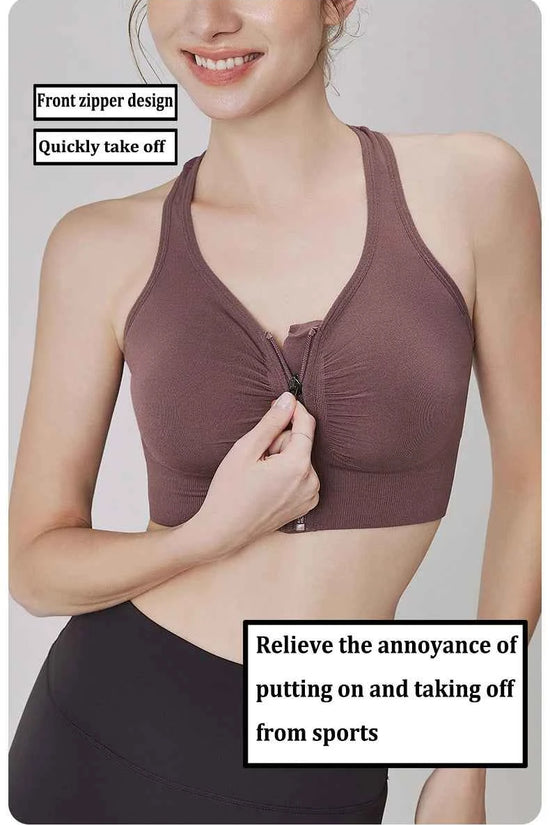 CZGUKE Women's zipper sports bra vest plus size shock resistant bra women's yoga running fitness bra women's underwear