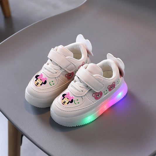 casual shoes Disney spring fall LED Toddler shoes children cartoon casual shoe Minnie soft-soled girls light up sneakers baby