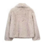 MUJER Faux Fur Coat Plush Fluffy Women's Jacket 2025 Woman Autumn Winter New in Outerwears White Red Gray Black Blends Coats
