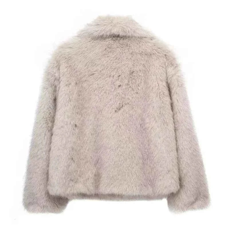 MUJER Faux Fur Coat Plush Fluffy Women's Jacket 2025 Woman Autumn Winter New in Outerwears White Red Gray Black Blends Coats