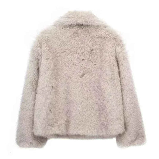 MUJER Faux Fur Coat Plush Fluffy Women's Jacket 2025 Woman Autumn Winter New in Outerwears White Red Gray Black Blends Coats