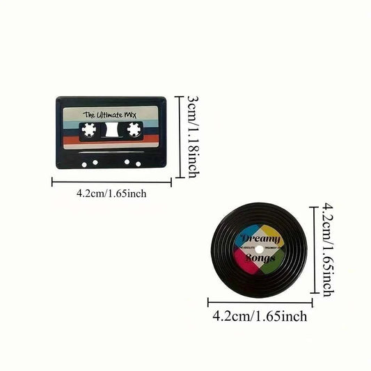 4Pcs Vintage Creative Gramophone Record Fridge Magnet Message Board Reminder Refrigerator Sticker for Home Kitchen Decoration