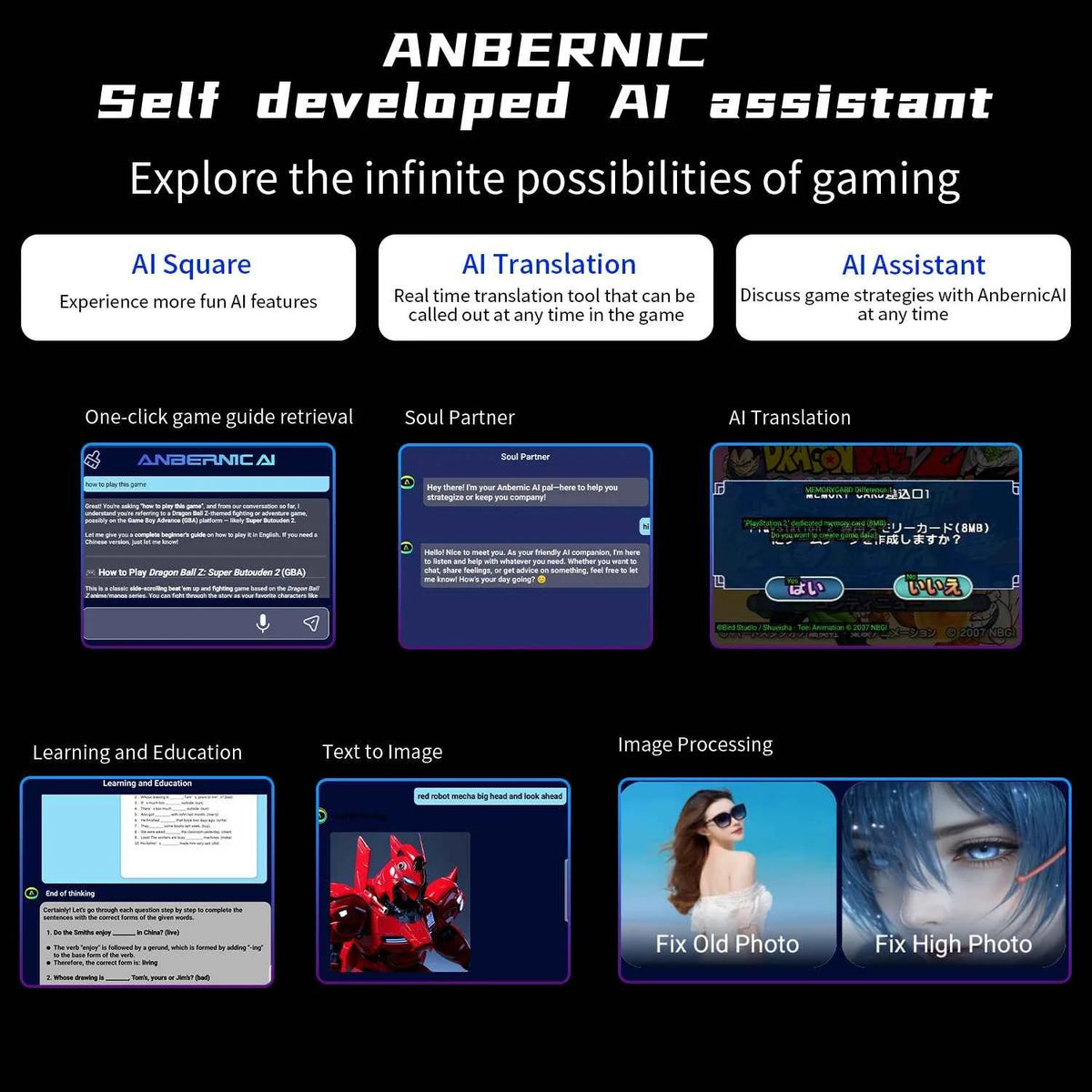 Anbernic RG Slide Retro Handheld Game Console 4.7" LTPS In-Cell Android Video Gaming Player Supports AI Assistant 1080p-Port Out