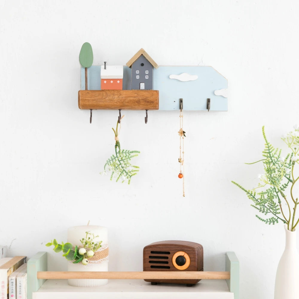 Fairytale Town Wooden Wall Hook Rack for Keys