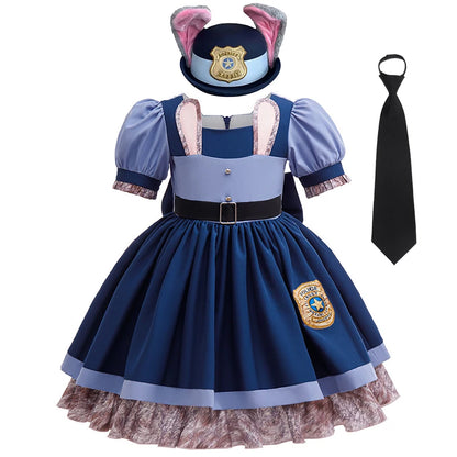 Disney Judy Hopps Zootopia Police Costume for Girls, Ankle-Length Satin Dress