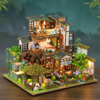 DIY Wooden Bamboo Spring Courtyard Casa Miniature Building Kits Bookend Assembled Dollhouses Bookshelf Home Decor Friends Gifts SS69