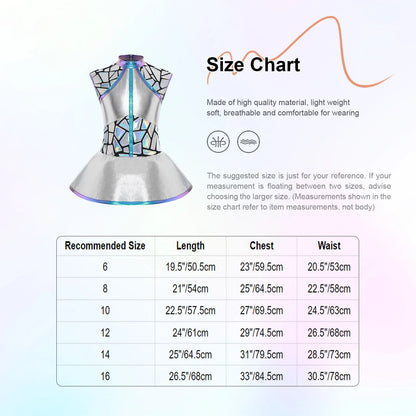 iEFiEL Girls Metallic Alien Costume Sleeveless A-Line Tutu Dress for Cosplay