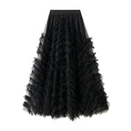 Tiered Tulle Maxi Skirt - Elegant A-Line High Waist Mesh