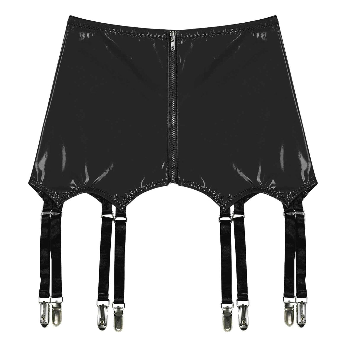 Womens Garters Suspender Belt Skirts Ladies Wet Look Mini Skirts Leather Garters with Metal Clips Clubwear Costume Underwear