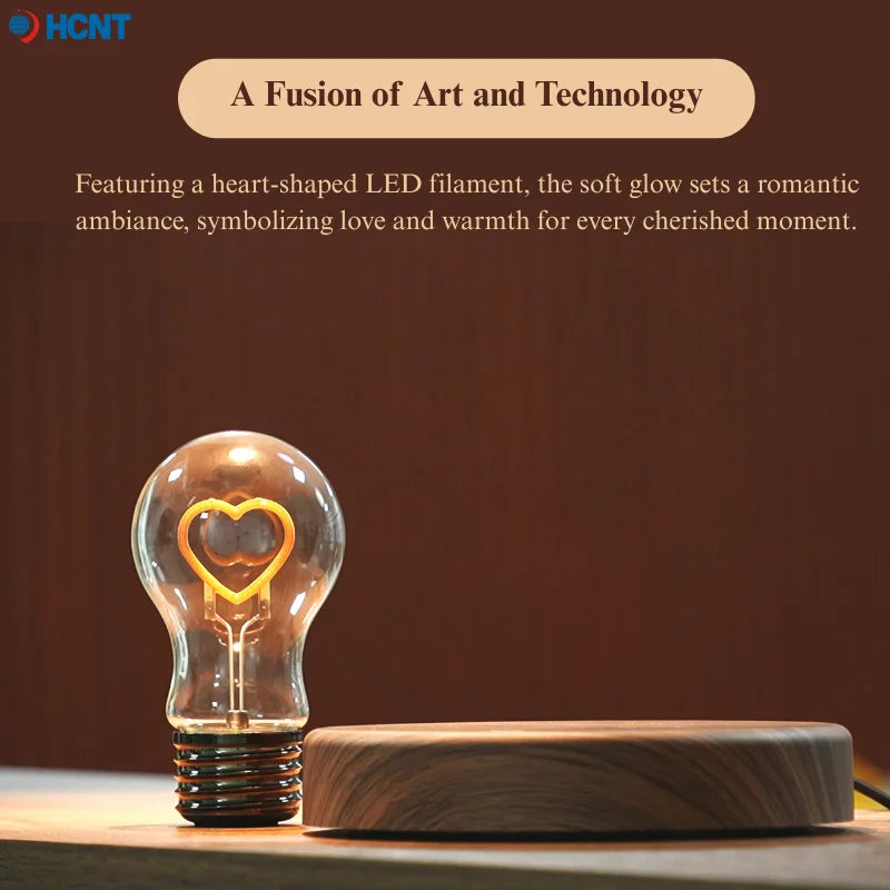 HCNT Magnetic Levitating Light Bulb Desk Lamp with Rotating Heart Bulb