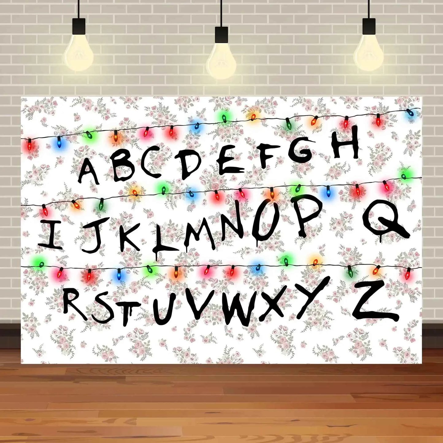 American TV Stranger Theme Background Lights Alphabet Episode Series Vinyl Banner Party Decoration Supplies Photo Prop Baby Gift