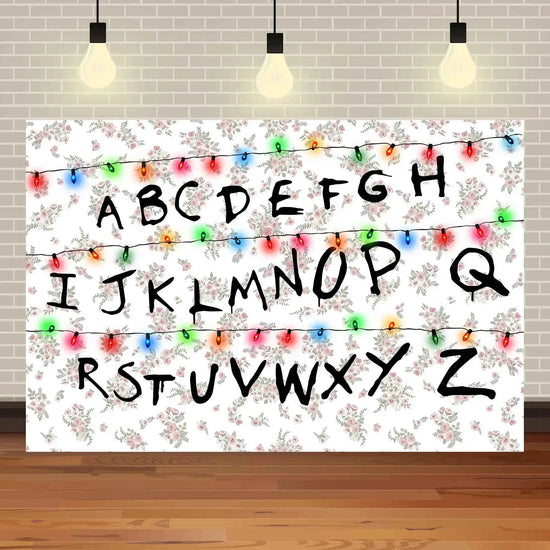 American TV Stranger Theme Background Lights Alphabet Episode Series Vinyl Banner Party Decoration Supplies Photo Prop Baby Gift
