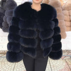 QUEENTINA Fox Fur Coat Real Winter Women'S Fashion Brown 2025 Leather And Skin Clothing Natural New In Coats & Jackets Outerwear