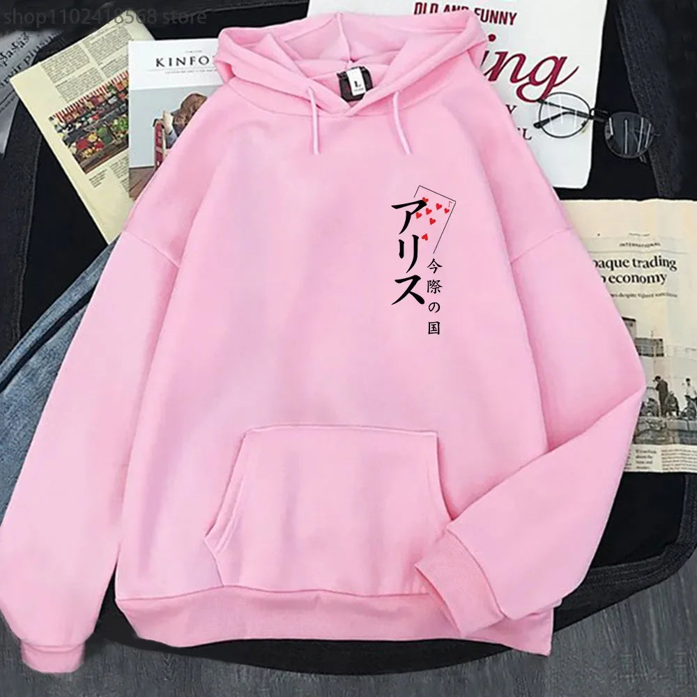 Arisu Seven of Heart Hoodie Anime Alice In Borderland Sweatshirt Spring/Autumn Winter Clothes Harajuku Pullover Men Graphic Tops SS69 24.69 Pink / XXL