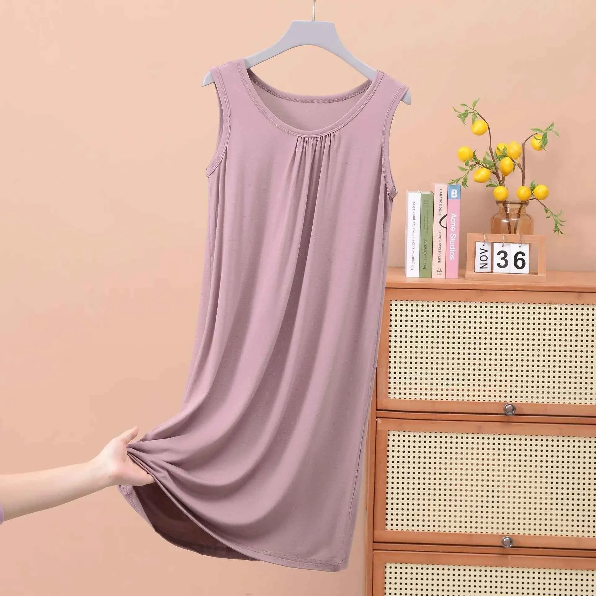 Plus size XL to 8XL Modal sleeveless sleepdress Summer lady's tank dress Loose camisole nightdress comfort dresses