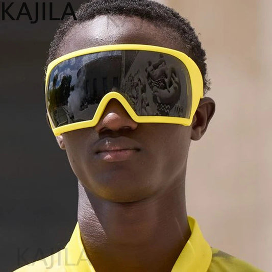 Oversized Punk Shield Sunglasses Women Men Big Frame 2024 Luxury Brand Steampunk Mask Sun Glasses For Ladies Sports Goggle UV400 SS69