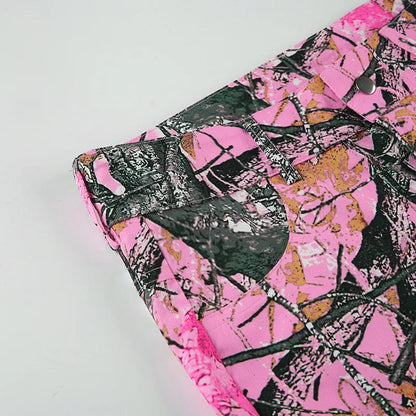 Women's new branch small camo high waisted bell bottoms Spice Girl street personality fashion casual pants SS69