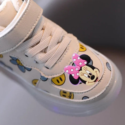 casual shoes Disney spring fall LED Toddler shoes children cartoon casual shoe Minnie soft-soled girls light up sneakers baby