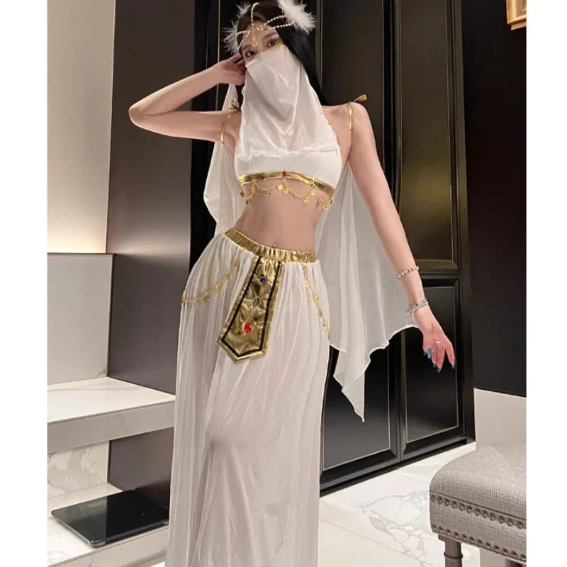 Belly Dance Costume Women's Sexy Arabian Princess Costume Fancy Indian Dance Embroider Bollywoods Jasmine Dress Egyptian Queen