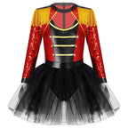 Inlzdz Women's Sequin Tassel Ringmaster Leotard Dress