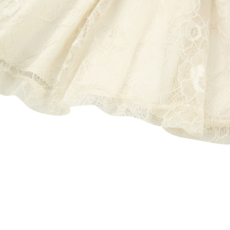 Xingqing 2024 Sweet Fairy Grunge Lace A Line Dresses Summer Women Patchwork Puff Sleeve Kawaii Dress 2000s Aesthetic Outfits SS69