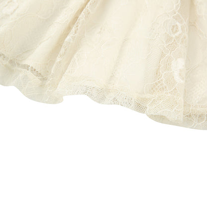 Xingqing 2024 Sweet Fairy Grunge Lace A Line Dresses Summer Women Patchwork Puff Sleeve Kawaii Dress 2000s Aesthetic Outfits SS69