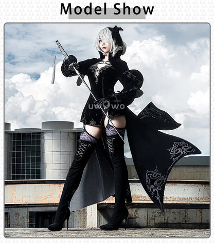 UWOWO 2B Cosplay Costume Dress - Synthetic Game Character Outfit for Adults