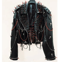 vintage Leather jacket Gothic Leather jacket Punk Leather jacketoversizeLeather jacket Rivet Leather jacket skull Leather jacket SS69