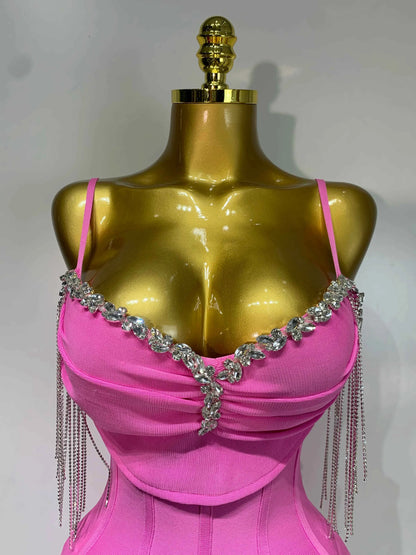 Women Sexy Backless Spaghetti Strap Bodycon Sleeveless Bandage Dress 2025 Elegant Prom Gown Club Evening Party Birthday Dresses