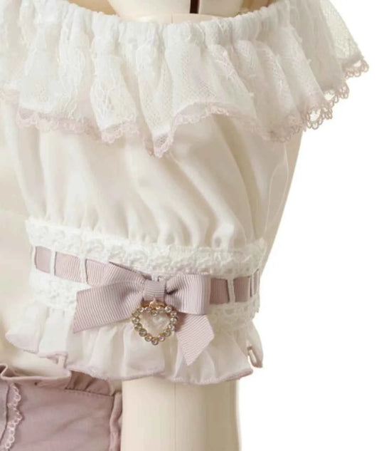Japanese Mine Off-Shoulder Pearl Collar Cute Sweet Big Bow Shirt Skirt Outfit Women Summer New Lolita Short-Sleeved Shirt Skirts