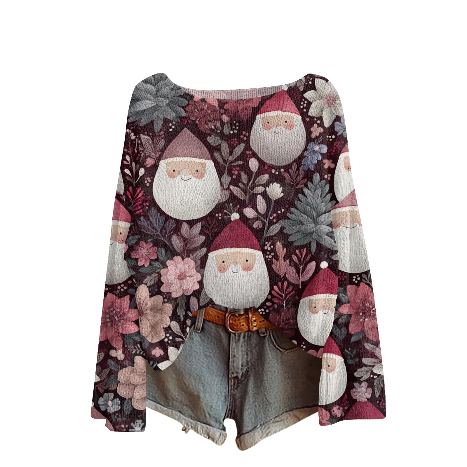 Women'S Round Neck Lightweight Sweater Casual Long Sleeve Christmas Print Knit Pullover Pulls Femmes Ropa De Mujer Woman Clothes SS69