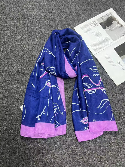 Foreign Trade Original Order Spanish Fashion New Product Knitted Embroidery Printed Outdoor Beach Sunshade Women's Scarf SS69 17.69 4