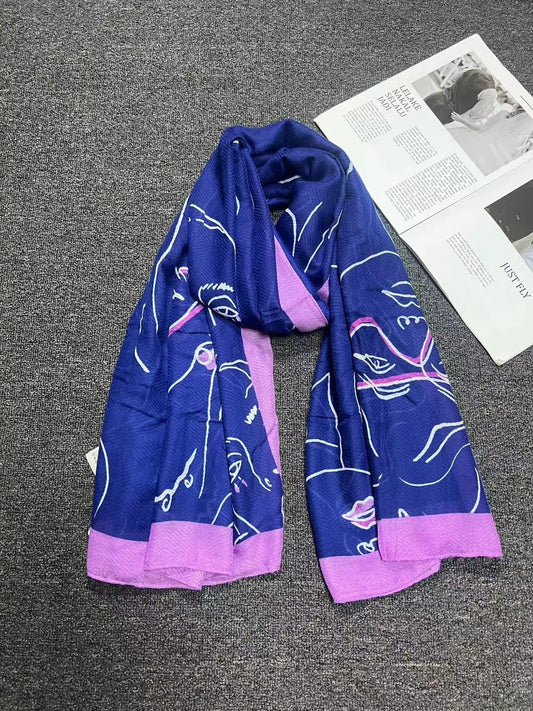 Foreign Trade Original Order Spanish Fashion New Product Knitted Embroidery Printed Outdoor Beach Sunshade Women's Scarf SS69 17.69 4