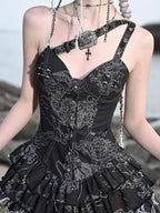 Blood Supply Original Punk Aesthetic dress hot girl Dragon Pattern Denim Sexy Slim Fit Dress Summer Halter Ruffles Short Dresses SS69
