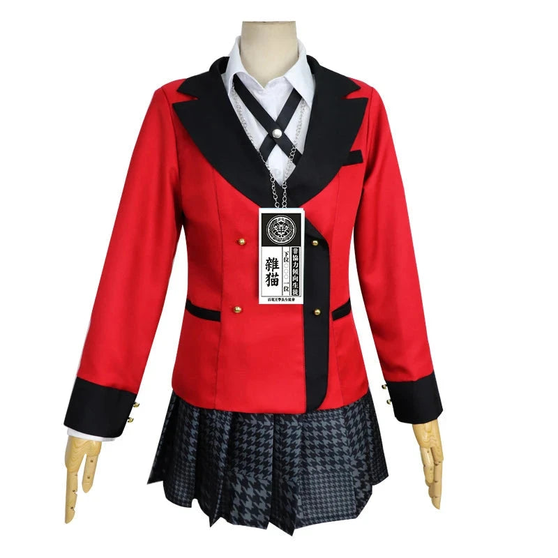 Anime Kakegurui Cosplay Costume Kirari Momobami Uniform Yumeko Sayaka Compulsive Gambler Japanese School Girl Pleated Skirt Suit SS69