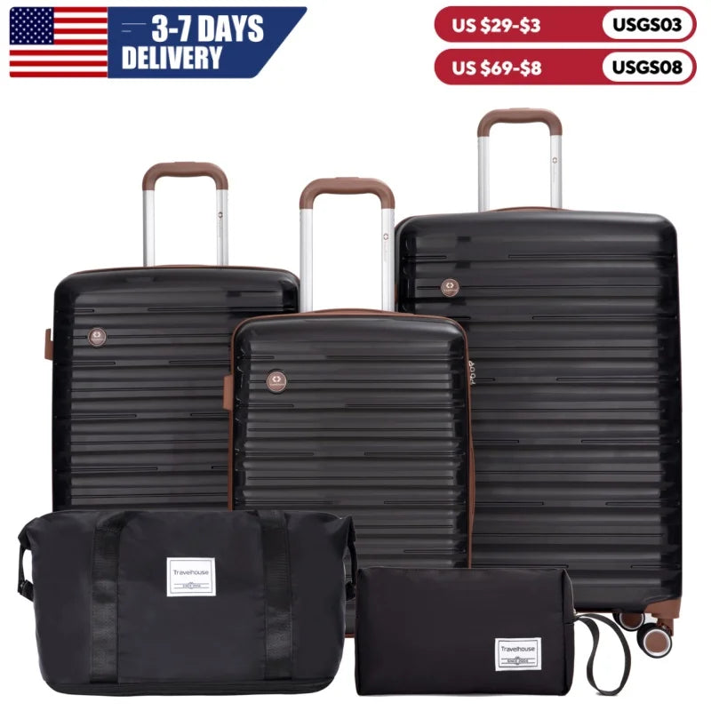 Travelhouse 5-Piece Hardcase Luggage Set with Spinner Wheels & TSA Lock