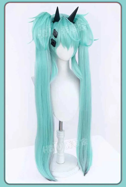 Women Sexy Demon Miku Cosplay Costumes Anime Devil Hatsune Cosplay Uniform Dress Wigs Wings Suit With Horns Tail Halloween Party