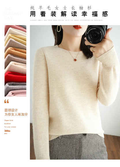 Autumn And Winter Cashmere Sweater Women's Crew Neck Pullover Casual Knitted Top Women's Short Undercoat Fashion 18 Colors SS69