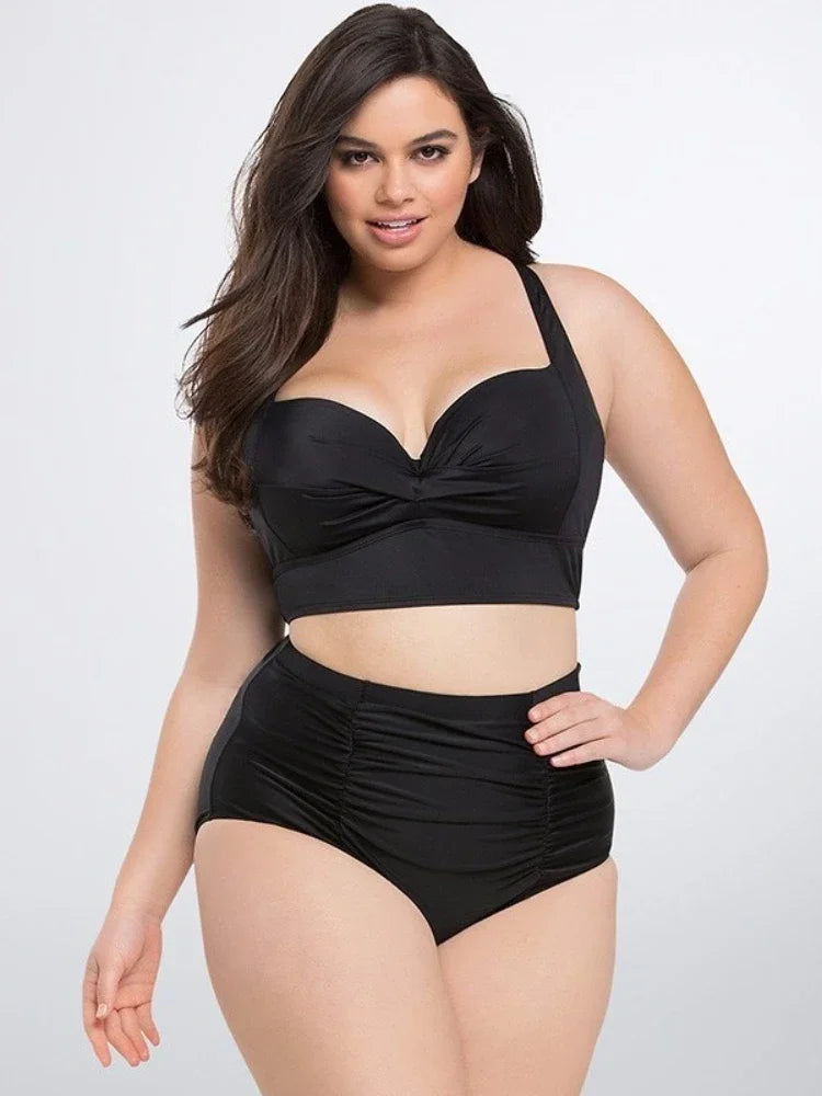 New Sexy Plus Size Swimwear Push Up Bikini High Waist Swimsuit Women Female Oversize Beach Wear Bathing Suit 2024  Mujer 5XL SS69
