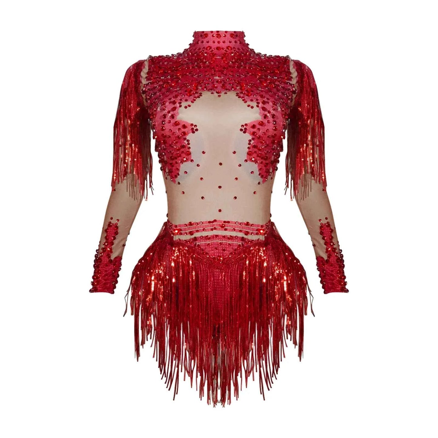 Custom rhinestones bodysuit tassels women Celebrate stage Team pole dance club party fashion leotard clothing