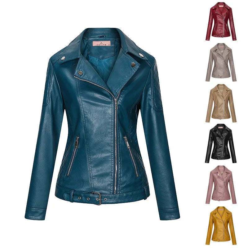 2025 Steampunk Rock Rivet Women's Leather Jacket Slim Short Streetwear Gothic Embroidery PU Leather Locomotive Coat Femme SS69