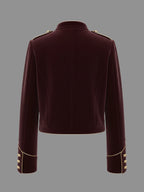 Modigirl Women's Velvet Wine Red Casual Jacket - Autumn/Winter