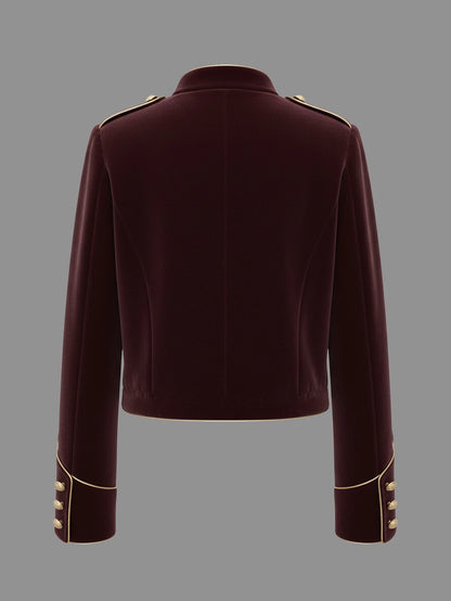 Modigirl Women's Velvet Wine Red Jackets 2025 Autumn Winter Coat Long Sleeves Stand Collar Buttoned Casual Outerwear for Woman
