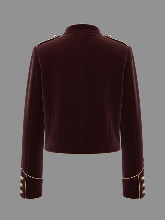 Modigirl Women's Velvet Wine Red Jackets 2025 Autumn Winter Coat Long Sleeves Stand Collar Buttoned Casual Outerwear for Woman