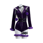Anime Gengar Cosplay Costume Women Sexy Purple Ghost Romper Bodysuit Plush Hooded and Socks with Belt and Tail Halloween suit