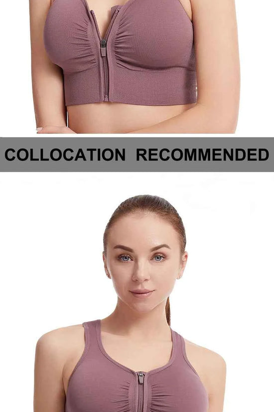 CZGUKE Women's zipper sports bra vest plus size shock resistant bra women's yoga running fitness bra women's underwear